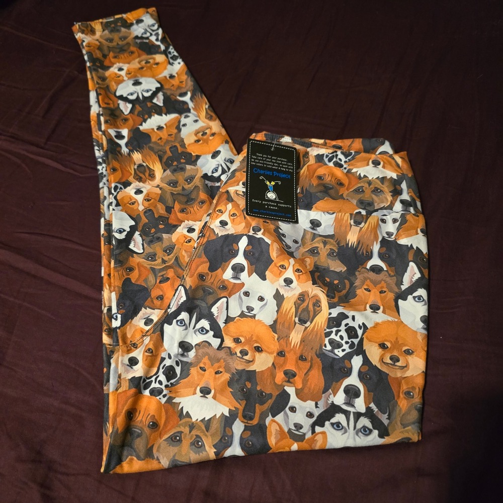 Charlies Project Leggings OS Dog Breed Women Multicolor Casual Graphic Print
